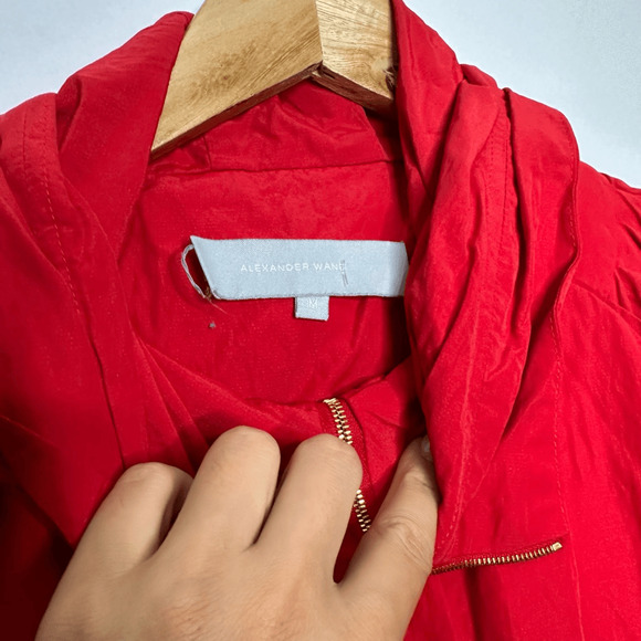 ALEXANDER WANG windbreaker RAINCOAT RED hooded designer womens M medium - Picture 4 of 8